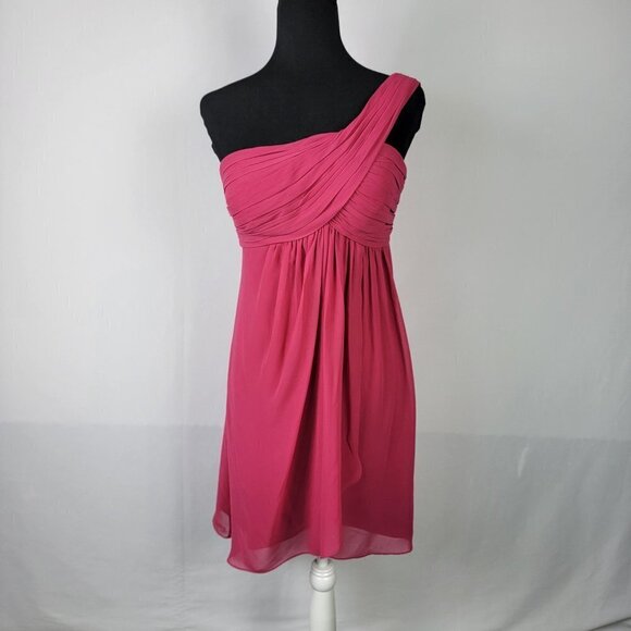 Bill Levkoff Dresses & Skirts - Bill Levkoff Evening Dress One Shoulder Dress Size 10  Pink Ruched Lined Party